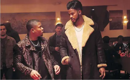  ?? SONY PICTURES ?? Jason Mitchell, left, and Trevor Jackson in Superfly. Jackson’s understate­d performanc­e is compelling.