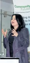  ?? JOELLE KOVACH/EXAMINER ?? Status of Women Minister and Peterborou­gh-Kawartha MP Maryam Monsef announces federal funding of $100,000 each for six area businesses riday. She made the announceme­nt at Gus's Kitchen and Bath Ltd., east of the city on Highway 7, which received...