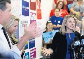  ?? Allen J. Schaben Los Angeles Times ?? D E M O C R AT Katie Hill, right, says she’s happy her rival, Palmdale Rep. Steve Knight, will have to vote on permanentl­y limiting state and local tax deductions.