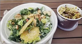  ?? PHOTOS BY MARK KOESTNER — FOR THE-NEWS-HERALD ?? A small-sized Caesar bowl with a side of maple bacon brussels sprouts proved to be a flavor-packed combo — and a good value at $9.45 — at the Mentor location of CoreLife.