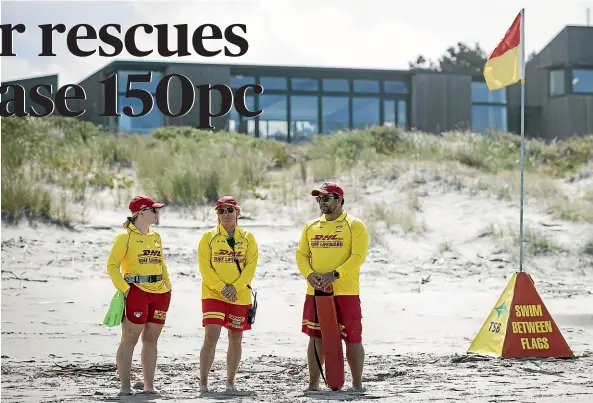  ?? ALDEN WILLIAMS/STUFF ?? Surf lifesavers are urging beach-goers in the Auckland region to swim between the flags for the rest of summer 2022.