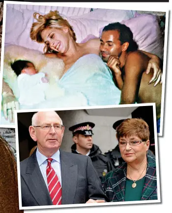  ??  ?? Happy together: Rachel with Alex as a toddler and (inset top) with Andre and Alex. Above: Rachel’s parents Andrew and Monica outside court in 2008 after Robert Napper’s conviction