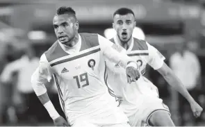  ??  ?? Youssef Nesyri célébrant son second but au Mondial de Russie