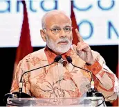  ??  ?? — PTI Prime Minister Narendra Modi addresses the Indian diaspora in Jakarta on Wednesday.