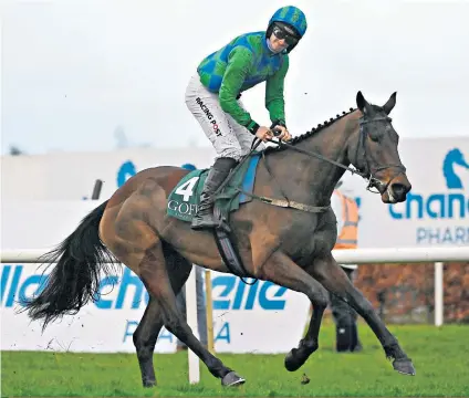  ??  ?? Cheltenham chance: Patrick Mullins rides Kilcruit to victory at Leopardsto­wn this month - the six-year-old is favourite to win the bumper chase