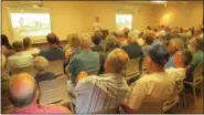  ?? SUBMITTED PHOTO ?? Patrons packed the house to hear about trains during Railroads 101 at Elyria Public Library.