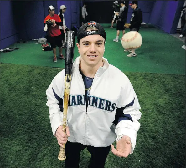  ?? MARK VAN MANEN/PNG FILES ?? Tyler O’Neill, of Maple Ridge, starred with the Langley Blaze. Now the 20-year-old, part of Canada’s Pan Am baseball team, is the highestran­ked prospect on the national squad and the 10th-ranked youngster in the pipeline for the Seattle Mariners.