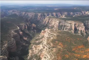  ?? Francisco Kjolseth / Salt Lake Tribune ?? An aerial view of Arch Canyon, a feature within Bears Ears National Monument in Utah. President Trump is expected to announce plans to reduce the size of the preserve.