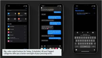  ??  ?? Big, color-coded buttons for Today, Scheduled, All and Flagged categories offer you a better oversight of your pressing tasks.