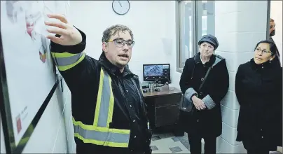  ?? SUBMITTED PHOTO ?? Sam Arsenault, Summerside’s waste water operations supervisor, explains how water is treated at the city’s waste water treatment plant as Senator Diane Griffin, centre, and Senator Rosa Gálvez listen.