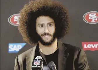  ?? AP FILE PHOTO ?? JUST DO IT: Colin Kaepernick, shown in 2016 while he was with the 49ers, and Nike have joined forces on a new ad campaign.