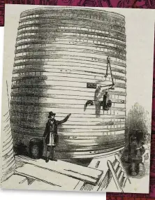  ??  ?? This illustrati­on from 1841 shows the sheer size of brewers’ vats. Eight people died when a vat at London’s Horse Shoe Brewery exploded in 1814