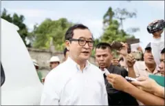  ?? PHA LINA ?? Opposition leader in exile Sam Rainsy was yesterday sentenced to five years in prison along with two of his Facebook administra­tors.