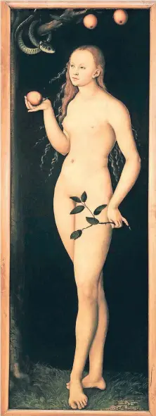  ?? FOTO: AKG ?? „Eva“, um 1528 gemalt von Lucas Cranach (1472-1553).