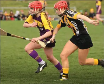  ??  ?? Sarah Harding-Kenny on the move for Wexford as Kilkenny’s Aoife Doyle gives chase.