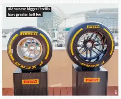  ?? ?? Old vs new: bigger Pirellis have greater heft too