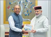  ?? HT PHOTO ?? Himachal CM Jai Ram Thakur with Prime Minister Narendra Modi in New Delhi on Monday.