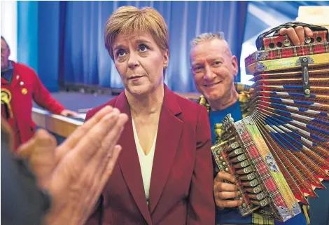  ?? Picture: Getty. ?? First Minister Nicola Sturgeon after giving a St Andrew’s Day election speech in St Andrews.