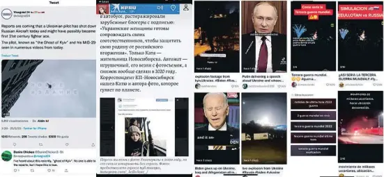  ?? TW TTER ?? El fantasma de Kíev, la instagrame­ra amb el seu fusell de joguina, vídeos sobre Biden i Putin i al·lusions a una tercera guerra mundial