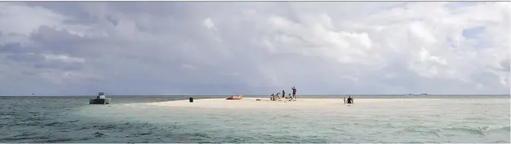  ?? MAGENTA HYDE/FOR THE WASHINGTON POST ?? Guests of the Mandala Island Resort in the Kingdom of Tonga visit a nearby sand cay, which appears only at low tide.