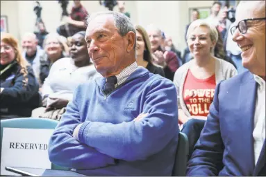  ?? Cheryl Senter / Associated Press ?? Former New York Mayor Michael Bloomberg attends a “Moms Demand Action” rally at City Hall in Nashua, N.H. on Saturday.