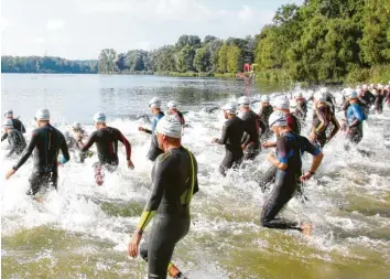  ?? Fotos: Kienastl ?? Insgesamt gingen am Sonntag knapp 2000 Athletinne­n und Athleten in Ingolstadt an den Start. Mit einer Wassertemp­eratur von knapp 20 Grad waren die Bedingunge­n perfekt.