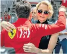  ??  ?? Royal embrace: Charles Leclerc is consoled by Princess Charlene