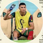  ?? ?? Ronaldo was benched by Portugal for the game against Switzerlan­d.