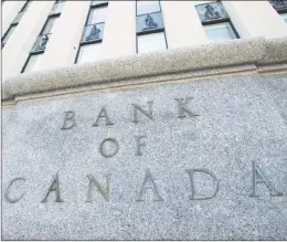  ?? CP PHOTO ?? The Bank of Canada is seen in Ottawa earlier this year.