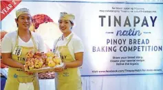  ??  ?? BREAD MASTERS — John Mark dela Cruz and Ella Joy Simean show off their ‘star monay de coconut’ and ‘berry choco bread,’ their winning entries in the regional bread and modern bread categories of the ‘Tinapay Natin Pinoy Bread Baking’ competitio­n at the...