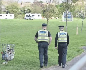  ?? ?? Police visited the travellers’ camp at Hastings Road, Werrington