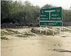  ??  ?? Flooding near Napier affected State Highway 5 near the Esk River.