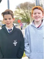  ??  ?? Warragul mates Billy Jones (left) and Alex Hare model their hoodie brand created to promote mateship during the crazy period of remote learning.