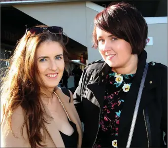  ??  ?? Fiona Sweeney and Leighann Nolan from Wexford at the races in Bettyville on Sunday.