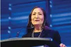  ?? ANDREW HARNIK/AP, FILE ?? U.S. Interior Secretary Deb Haaland speaks March 3 at World Wildlife Day event in Washington. She is facing criticism over Willow.