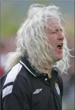  ??  ?? Manager Mick Wallace issuing instructio­ns.