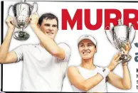  ??  ?? HIGH & MIGHTY Murray and Hingis show off the trophies