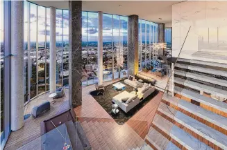  ?? DC Partners ?? A rendering shows a penthouse unit. Sales director Samuel Katz said the Allen is expected to draw mainly coastal transplant­s, but it also has seen strong demand from local buyers.