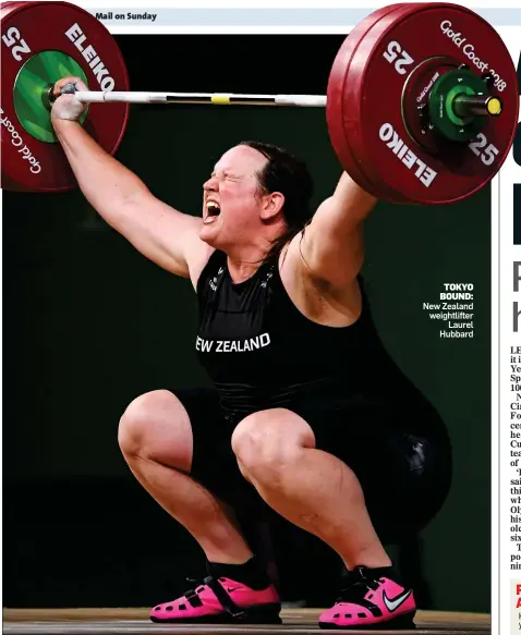  ??  ?? TOKYO BOUND: New Zealand weightlift­er Laurel Hubbard