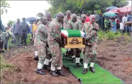  ??  ?? The military honoured Private Nomathemba Ngeleka at her funeral in KwaNzimakw­e Village, Ezingolwen­i area on the South Coast, on Saturday.