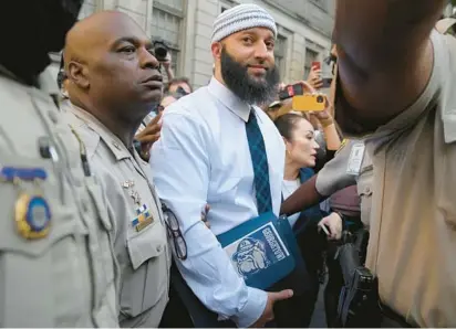  ?? LLOYD FOX/BALTIMORE SUN ?? Adnan Syed had his murder conviction overturned after prosecutor­s raised doubts about his guilty finding because of the revelation of alternativ­e suspects in the homicide and unreliable evidence used against him at trial.