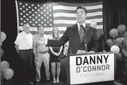  ?? AP/JOHN MINCHILLO ?? Danny O’Connor speaks Tuesday during an election night watch party in Westervill­e, Ohio. The special election race for Ohio’s 12th Congressio­nal District remained undecided Wednesday.