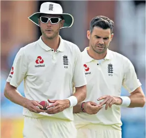  ??  ?? Dress rehearsal: Stuart Broad (left) and James Anderson will bowl on a pitch that is similar to traditiona­l Australian ones