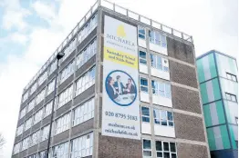  ?? AP ?? An exterior view of the ‘Michaela Community School’ in Brent, northwest London, England, on Tuesday, April 16. A Muslim student who wanted to pray during lunchtime has lost a court fight against a strict London school that had banned prayer on campus.