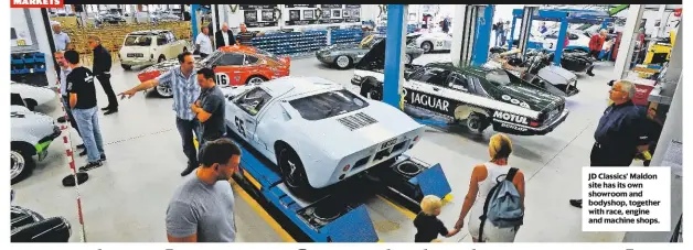  ??  ?? JD Classics’ Maldon site has its own showroom and bodyshop, together with race, engine and machine shops.