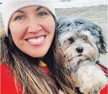  ?? THE CANADIAN PRESS ?? Angela Gevaudan, whose husband was killed in the Moncton shootings in 2014, with her emotional support animal Quinton.