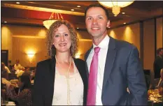  ?? NWA Democrat-Gazette/CARIN SCHOPPMEYE­R ?? Amy and Brian Wood, SPSF Benton County board chairman, help support the organizati­on at the annual Student Benefit Dinner on Aug. 7.