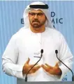 ??  ?? Mohammad Abdullah Al ■ Gergawi speaking at the World Economic Forum’s global future council.