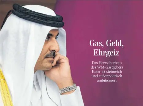  ?? FOTO: VYACHESLAV PROKOFYEV/IMAGO ?? Der Emir von Katar, Tamim bin Hamad al-Thani, lässt sich als „Tamim der Glorreiche“verehren.