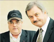  ?? IAN SMITH ?? Winston Blackmore, left, and his lawyer Blair Suffredine will file a constituti­onal challenge to the law on polygamy.